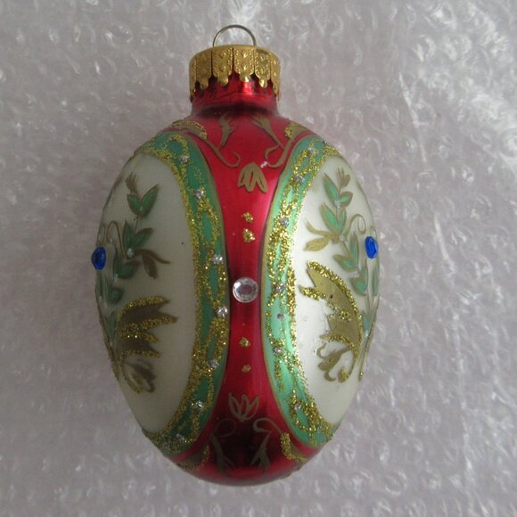 Unique Treasure Handcrafted Glass Faberge Inspired Ornament Jeweled Egg Ornament - Picture 2 of 12